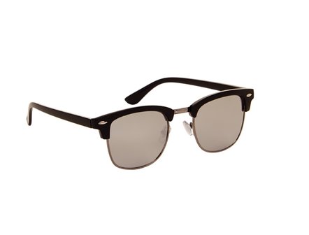 Zonnebril zwart met grijze spiegelende glazen | 138 MM