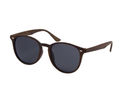 Houtlook zonnebril | Bruin met donkergrijze glazen | 145 MM