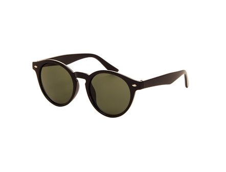 Gepolariseerde dames zonnebril | Ronde zonnebril | Zwart met groene glazen | 142 MM