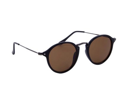 Dames zonnebril | Gepolariseerd | Zwart met bruine glazen | 142 MM