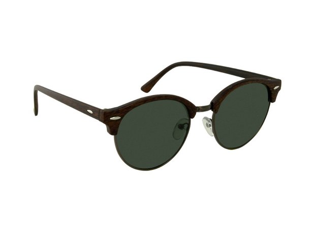 Houtlook zonnebril | Bruin met groene glazen | 140 MM