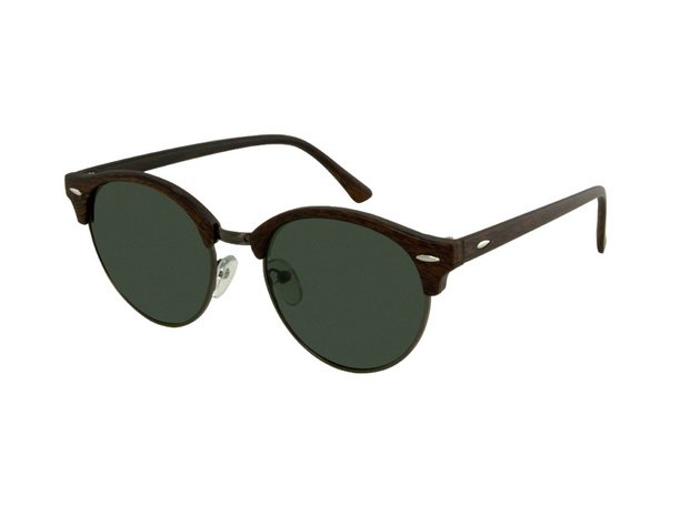 Houtlook zonnebril | Bruin met groene glazen | 140 MM