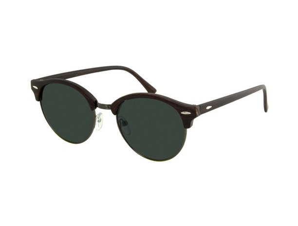 Houtlook zonnebril | Bruin met donkergrijze glazen | 140 MM