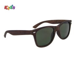 Kinderzonnebril | Houtlook | Donkerbruin met groene glazen | 127 MM Kinderzonnebril | Houtlook | Donkerbruin met groene glazen | 127 MM